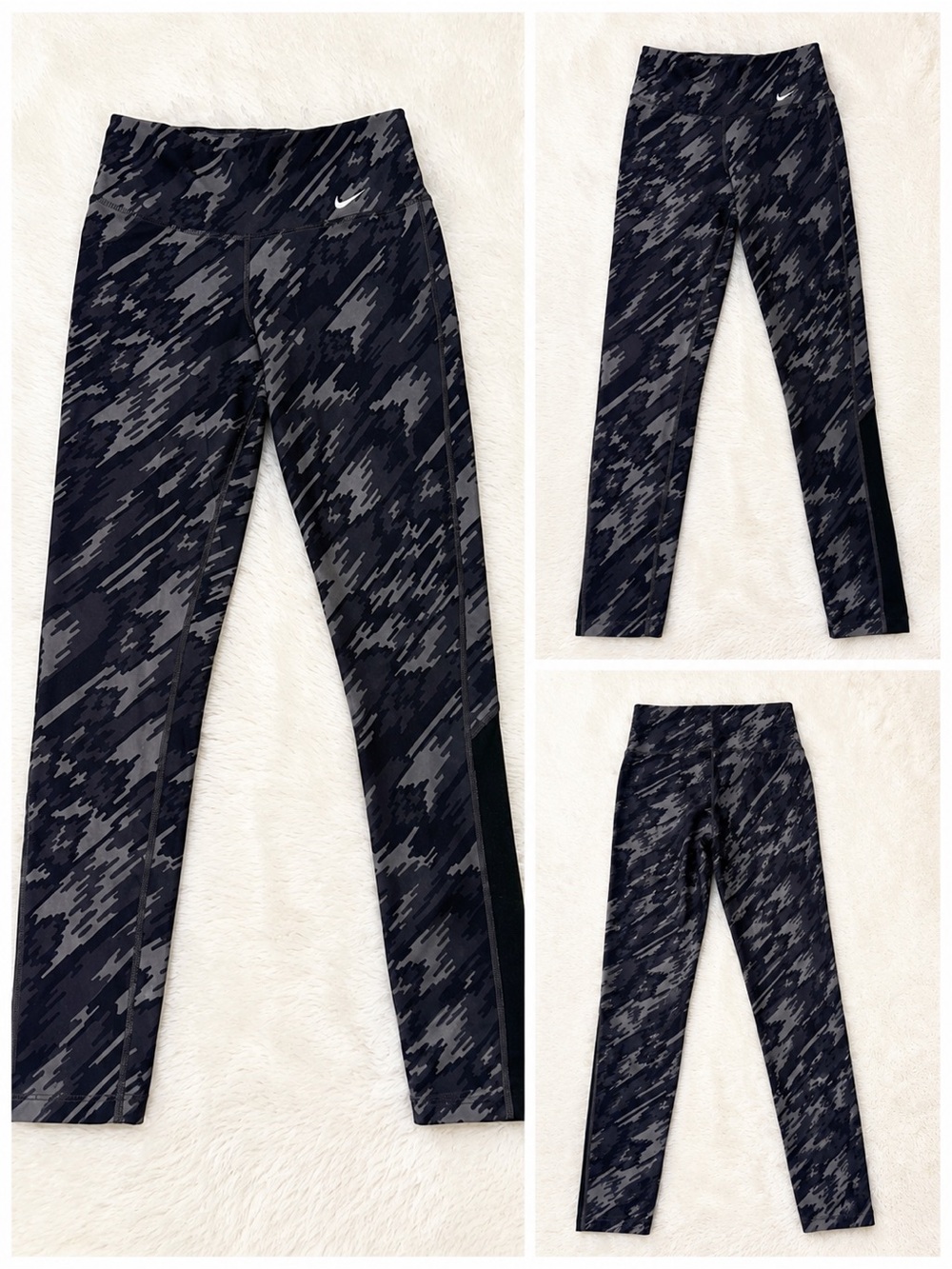 Nike Black & Gray Camo Performance Leggings